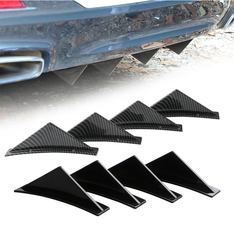 Universal triangular rear diffuser fins - Gloss black or Carbon fibre style, ABS rear diffuser