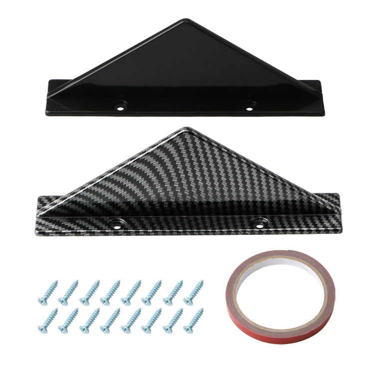 Universal triangular rear diffuser fins - Gloss black or Carbon fibre style, ABS rear diffuser