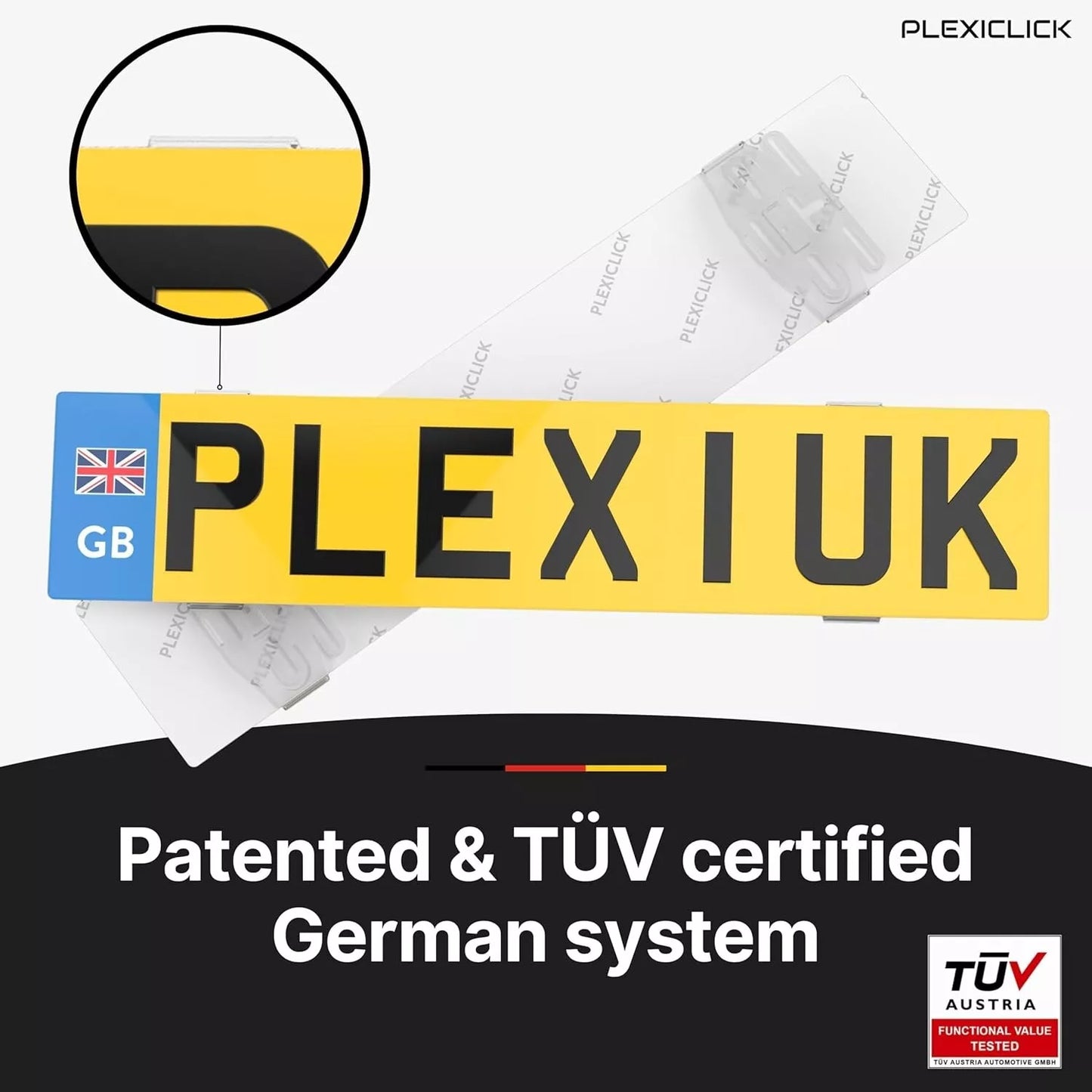 PlexiClick Frameless Number Plate Holder | Invisible Clip System