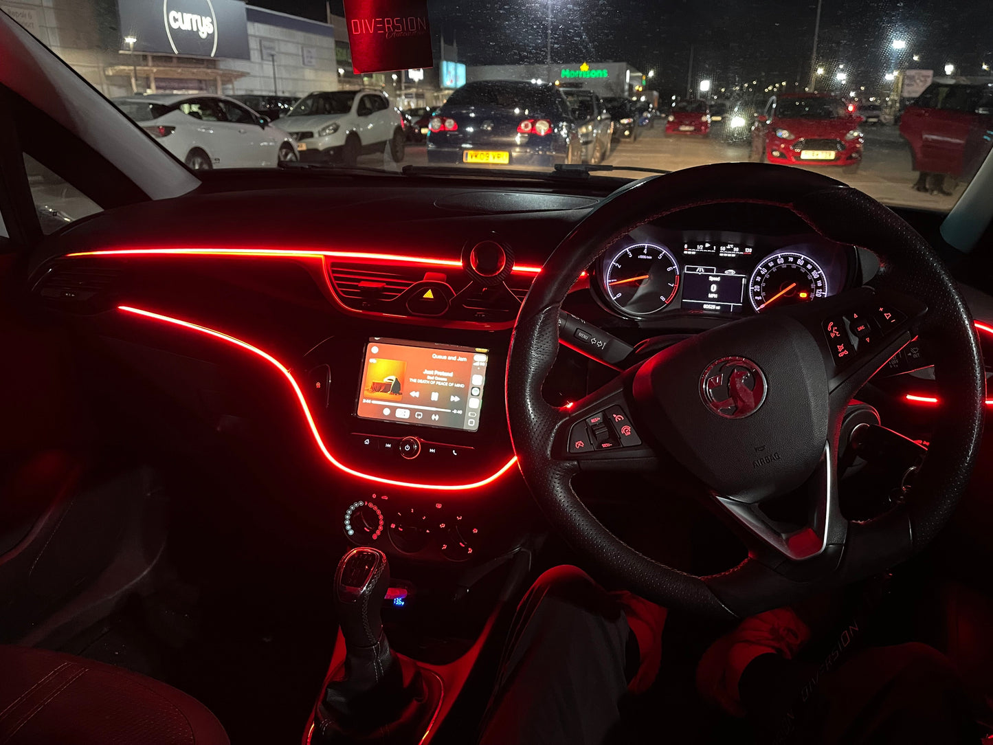 Car LED Interior Ambient Lighting Kit App Controlled RGB Universal Fit