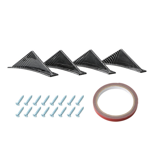 Universal triangular rear diffuser fins - Gloss black or Carbon fibre style, ABS rear diffuser