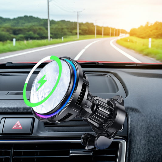 15W Magnetic Car Mount Charger 360° Rotation Wireless Charging Phone Cooling Car Charger Air Vent Phone Cooler Car Accessories