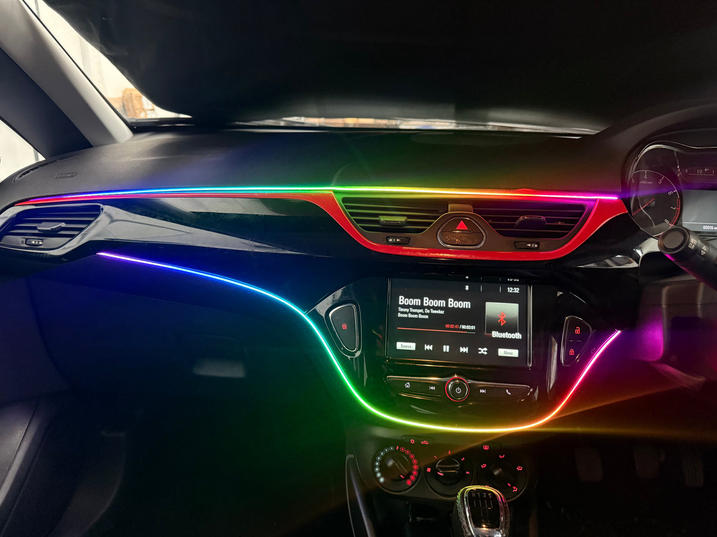 Car LED Interior Ambient Lighting Kit App Controlled RGB Universal Fit