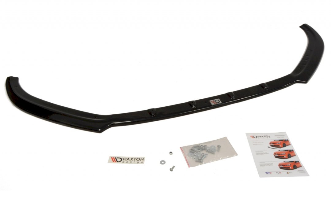 Car bumper with installation hardware and instructions on a white background
