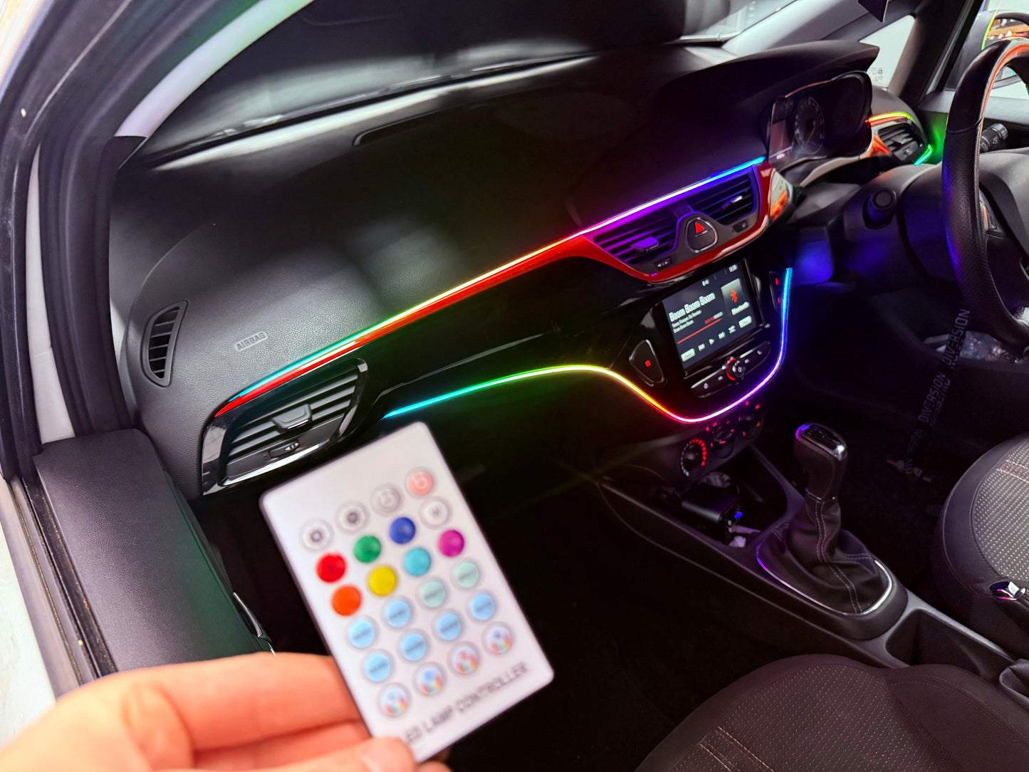 Car LED Interior Ambient Lighting Kit App Controlled RGB Universal Fit