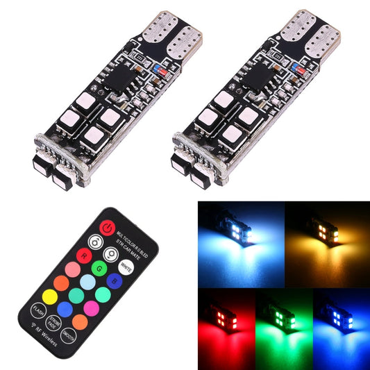 RGB LED Car Interior Light - T10 W5W Wedge Bulb with Remote Control