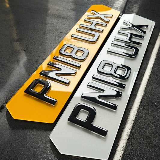 Premium 4D Crystal Gel Number Plates – Lambo Hex Style Pair