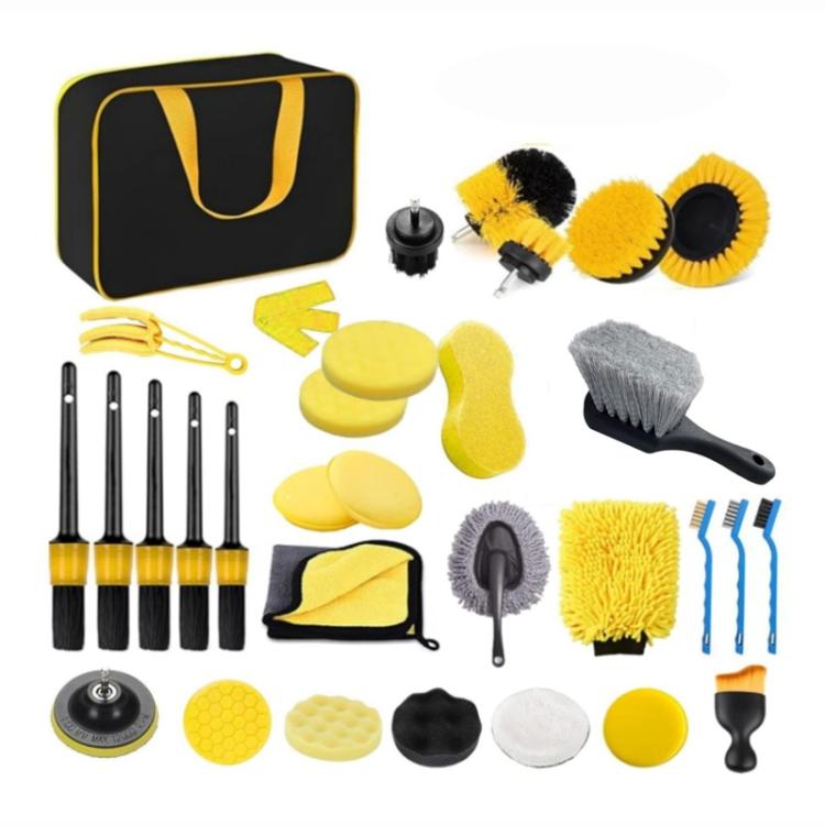32-Piece Car Detailing Brush & Microfibre Drying Towel Cleaning Kit – Interior & Exterior