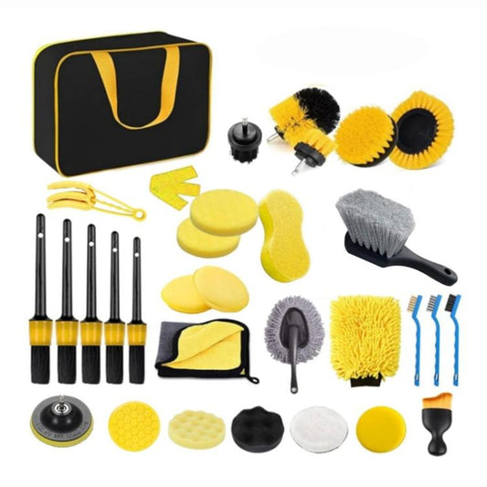 32-Piece Car Detailing Brush & Microfibre Drying Towel Cleaning Kit – Interior & Exterior