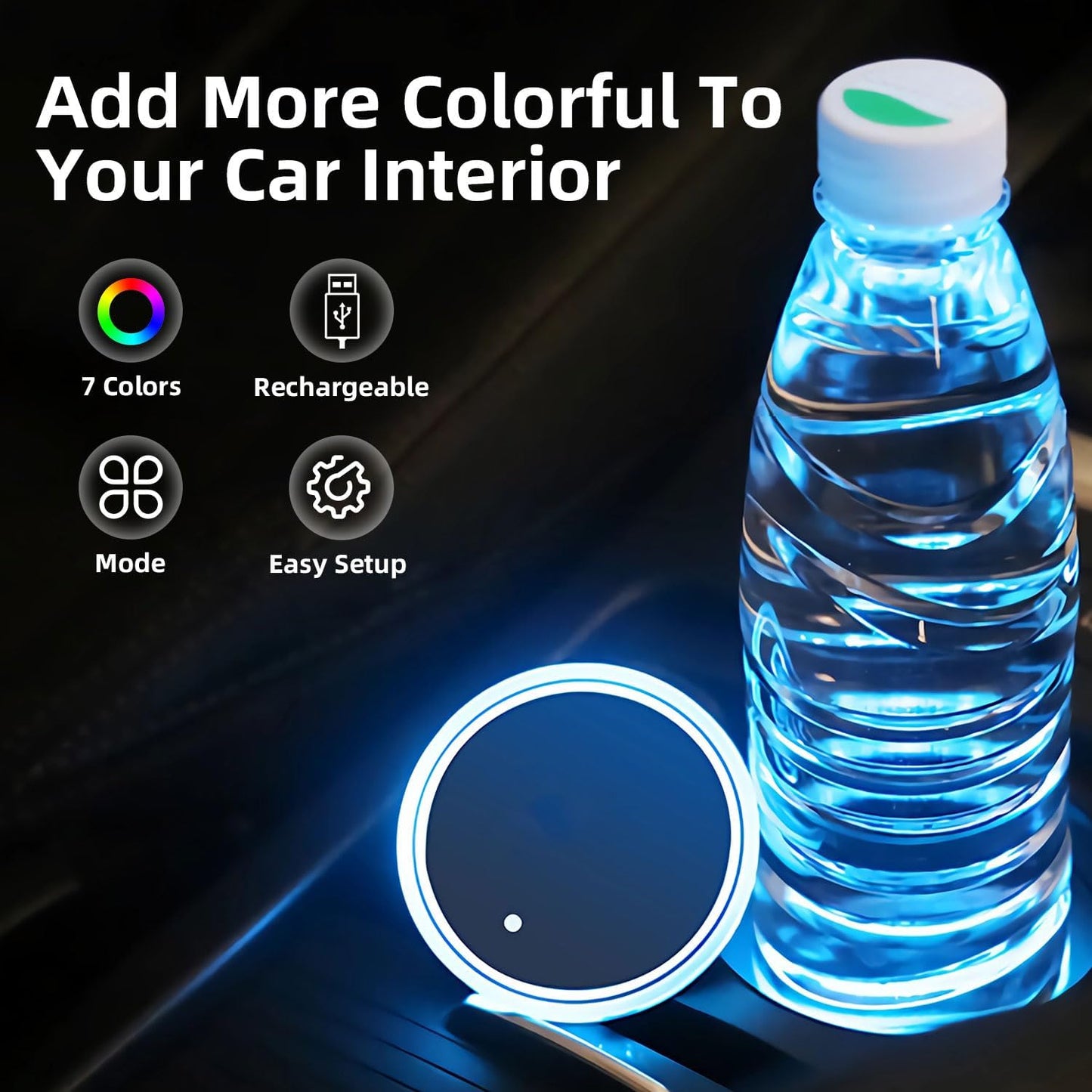 LED Light-Up Cup Holders - Universal Fit - Multi-Colour Illumination